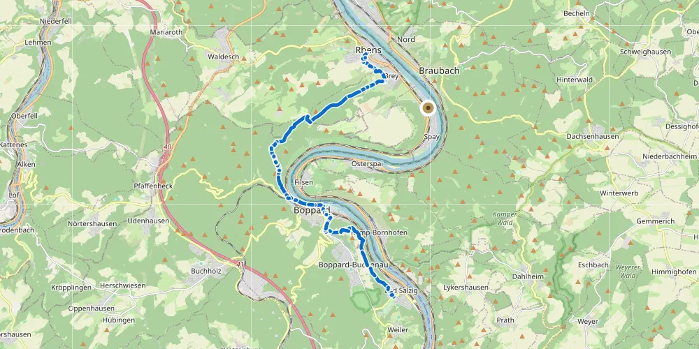 Karte: Rhein-Burgen-Weg Etappe 8 (Rhens - Bad Salzig) durch Spay